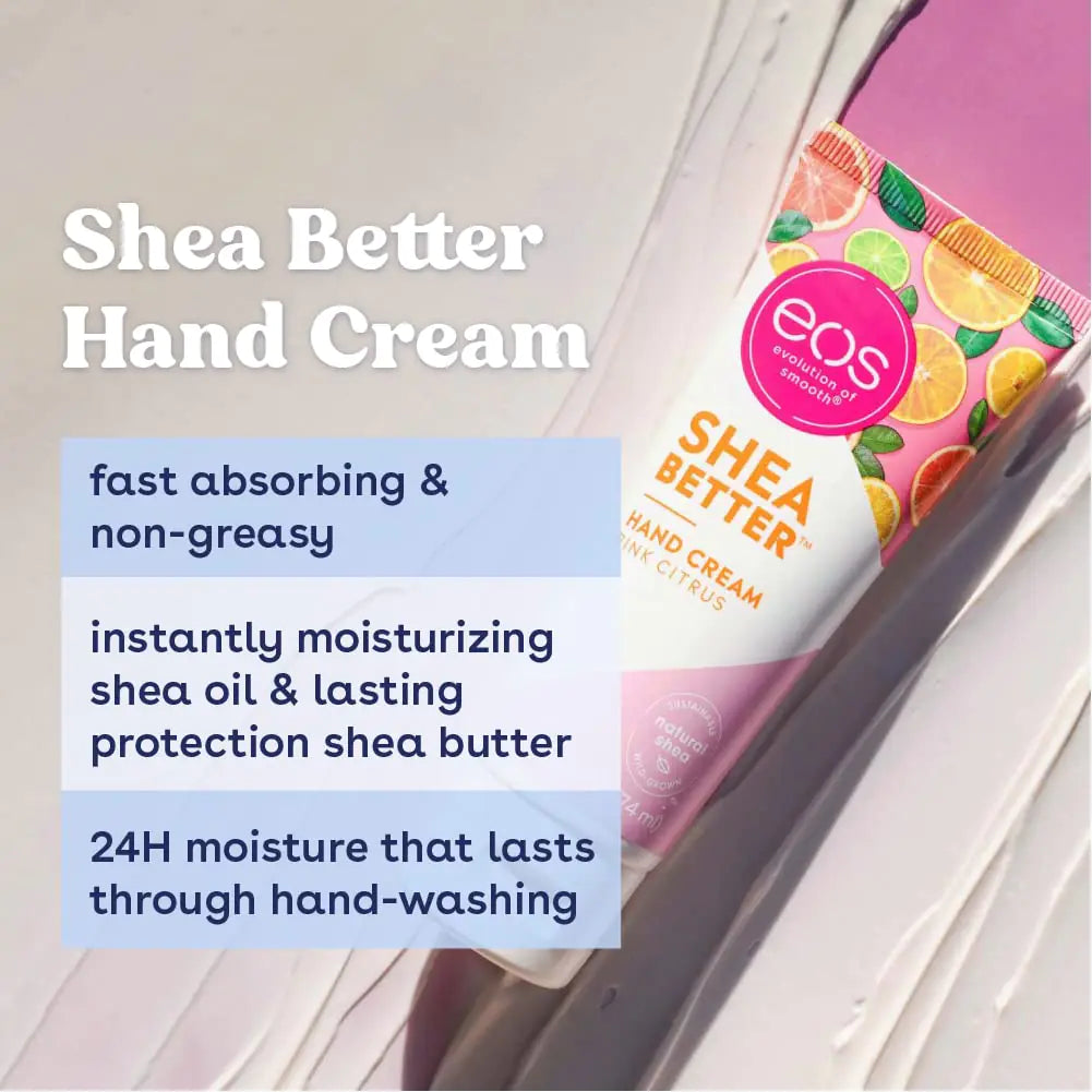 eos Hand Cream - Pink Citrus | Natural Shea Butter Hand Lotion and Skin Care | 24 Hour Hydration with Oil | 2.5 oz,2040872 2.5 Fl Oz (Pack of 1)